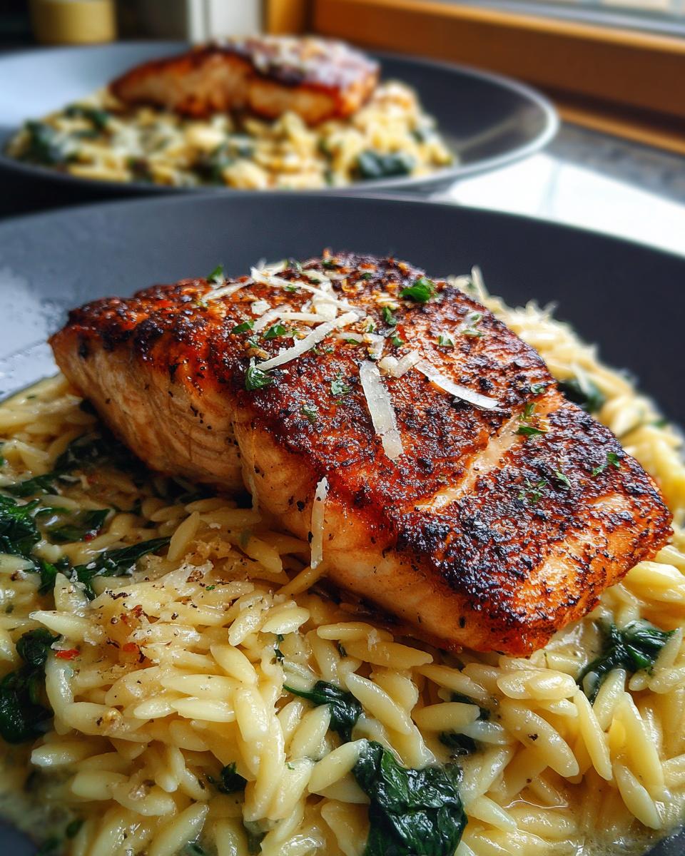 One Skillet Salmon with Lemon Orzo - detail 1