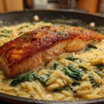 One Skillet Salmon with Lemon Orzo