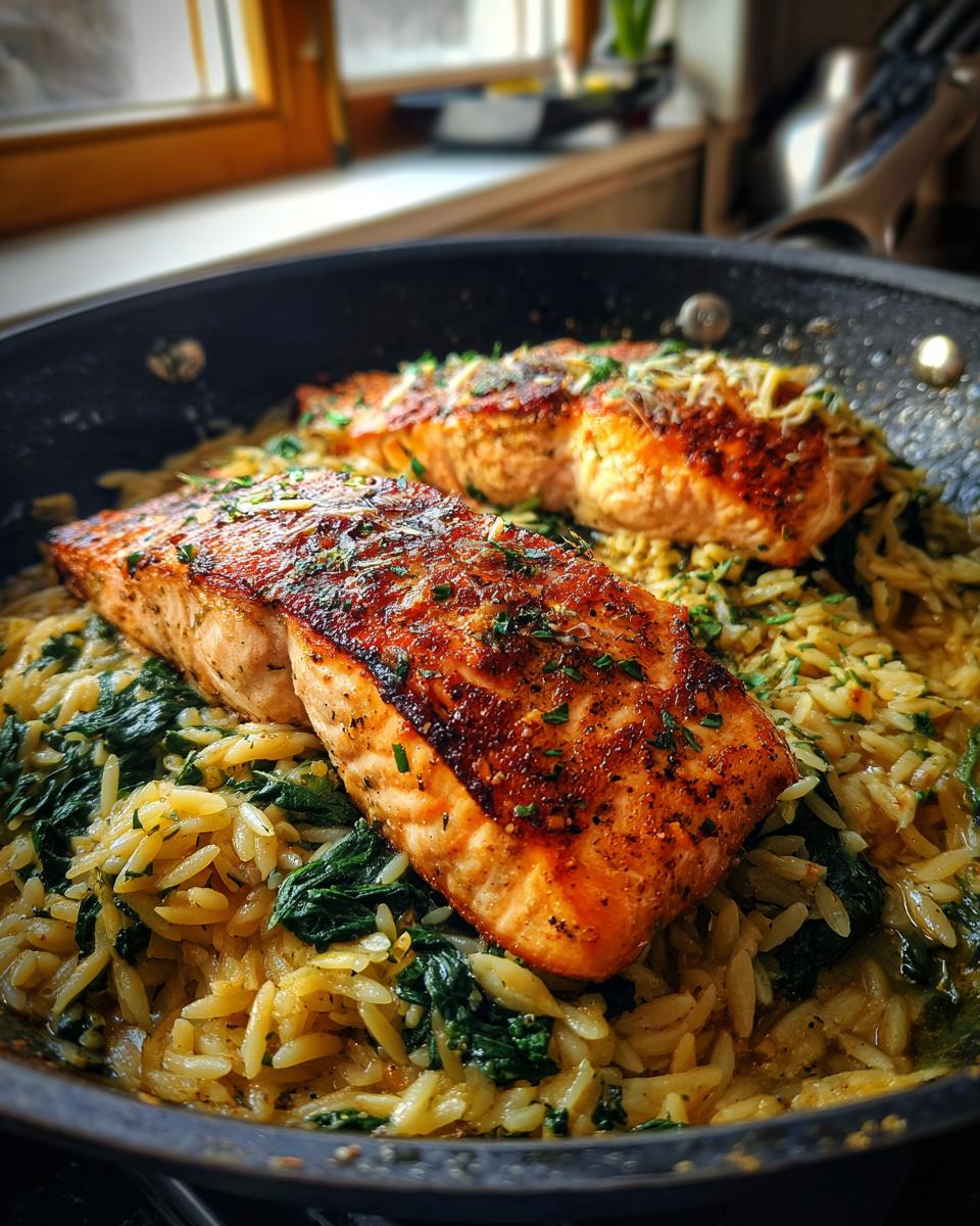 One Skillet Salmon with Lemon Orzo - detail 3