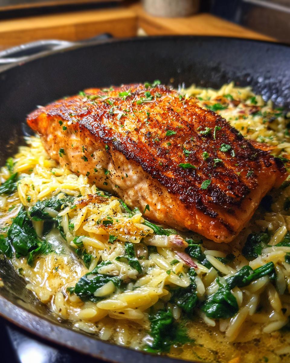One Skillet Salmon with Lemon Orzo - detail 4
