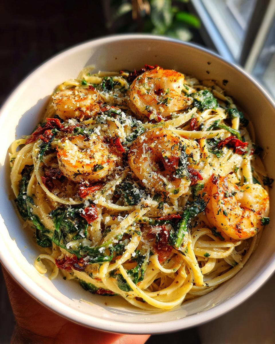 CREAMY TUSCAN SHRIMP LINGUINE - detail 2