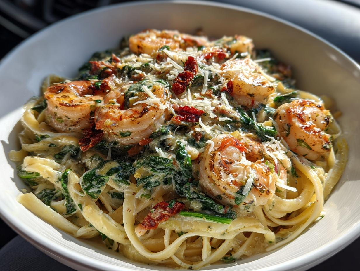 25-Minute Creamy Tuscan Shrimp Linguine That Steals Hearts