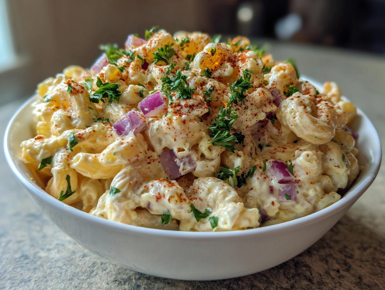 30-Minute Creamy Deviled Egg Macaroni Salad Magic