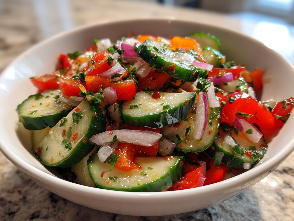 Crunchy 15-Minute Cucumber Sweet Pepper Salad – Pure Summer Joy!