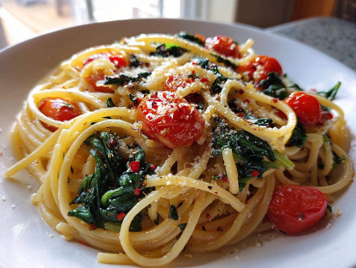 20-Minute Delicious Spinach Tomato Pasta – Quick & Flavorful!