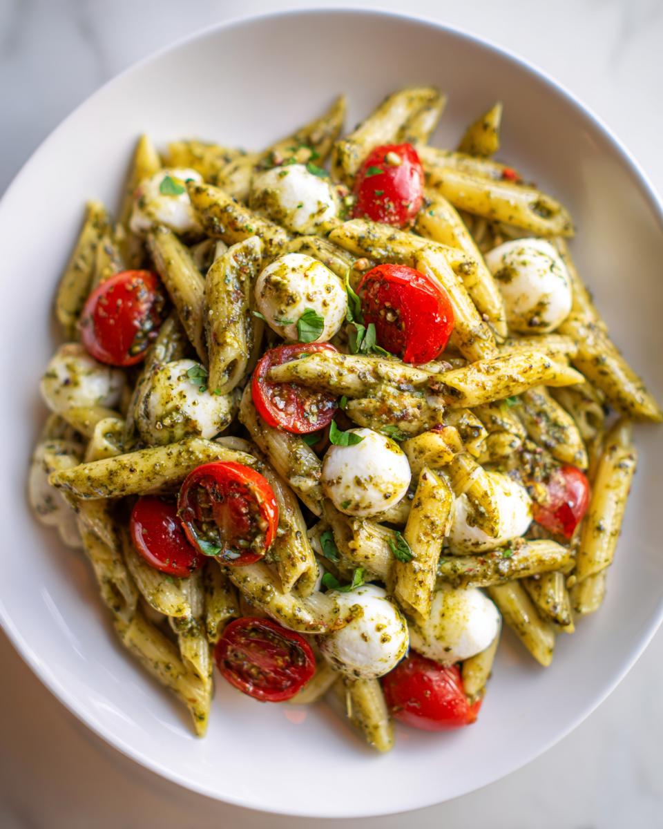 Light and Creamy Pesto Caprese Pasta Salad - detail 1