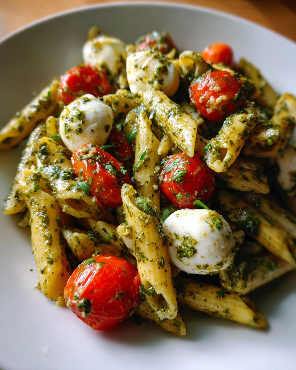 Light and Creamy Pesto Caprese Pasta Salad - detail 2