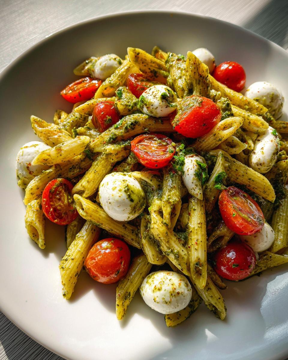 Light and Creamy Pesto Caprese Pasta Salad - detail 3