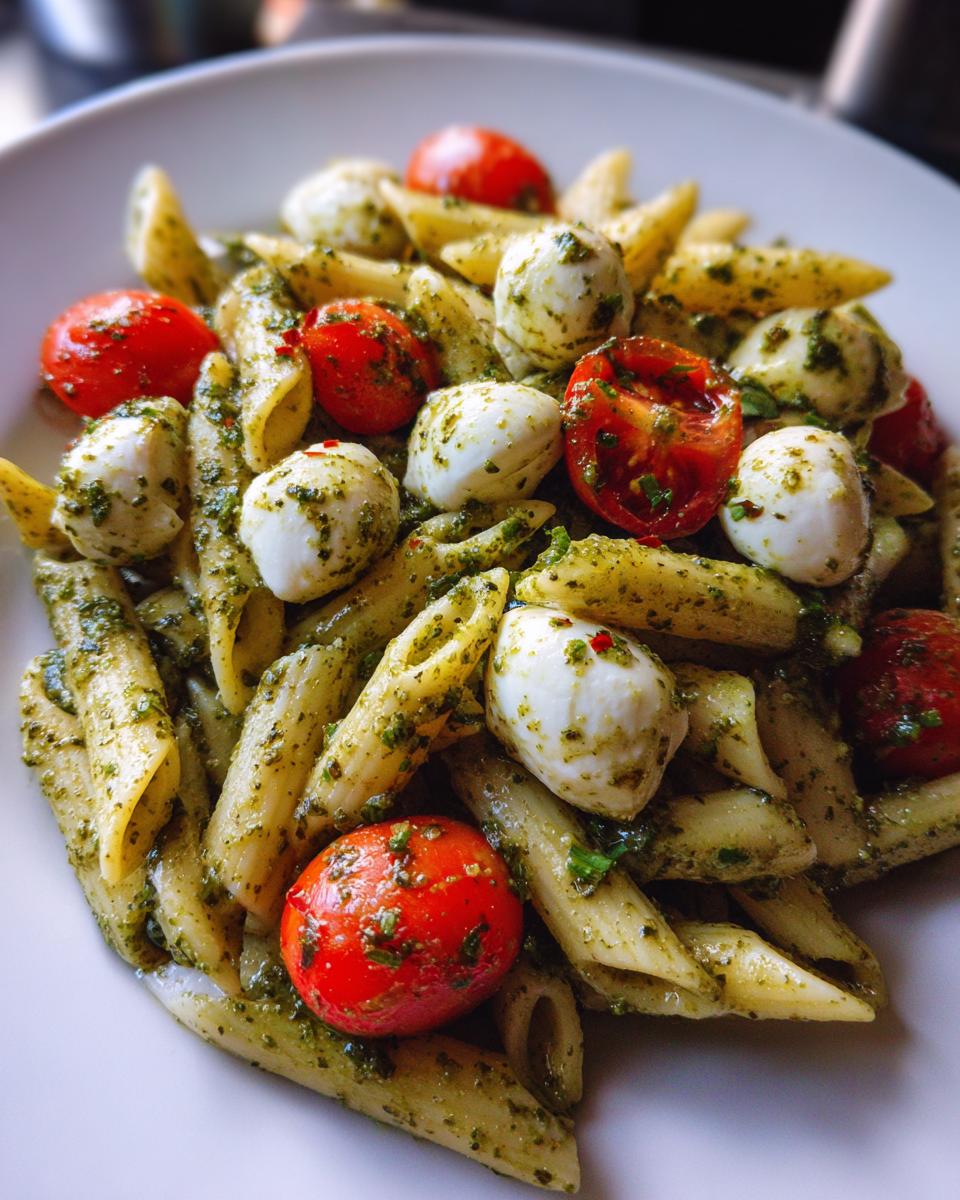 Light and Creamy Pesto Caprese Pasta Salad - detail 4