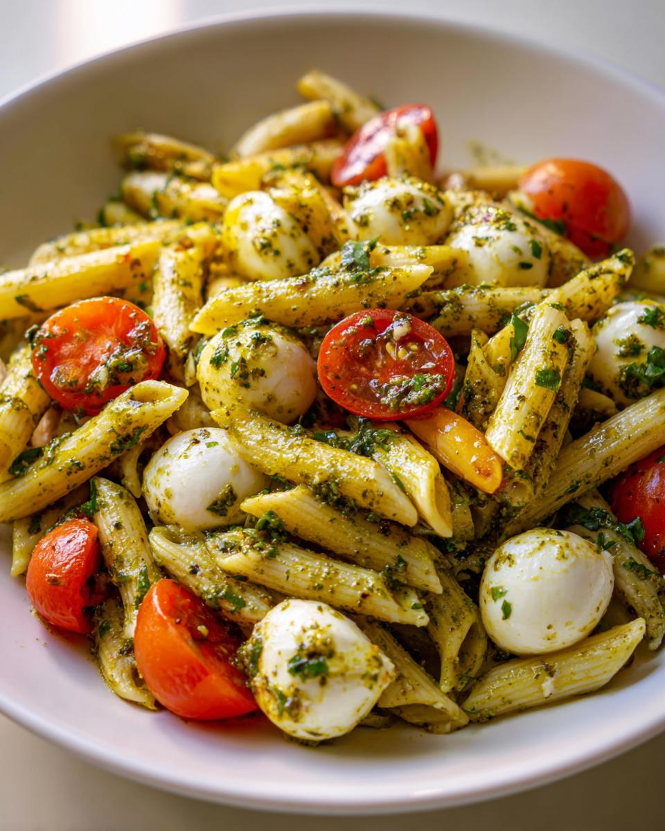 Light and Creamy Pesto Caprese Pasta Salad - detail 5