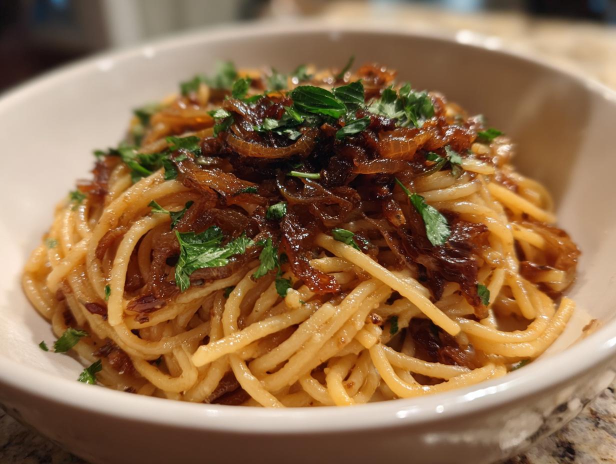 50-Minute Vegan Caramelized Onion Pasta – Unbelievably Rich!