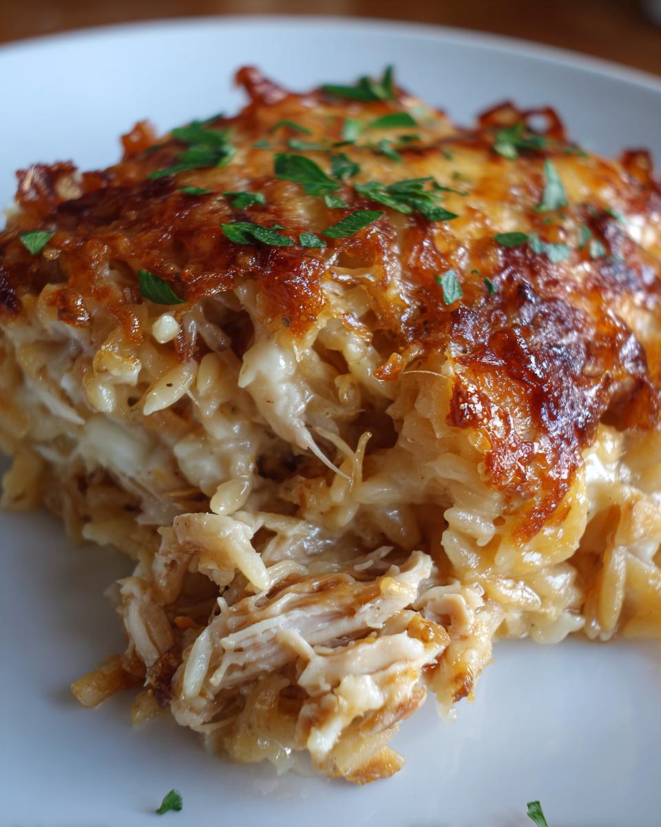 French Onion Chicken Orzo Casserole - detail 2
