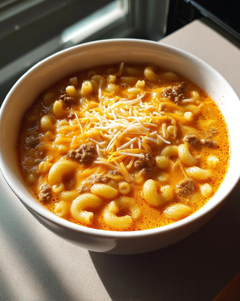 Mac & Cheese Burger Soup - detail 2