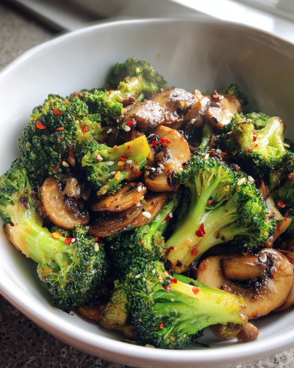 Vegan Broccoli and Mushroom Stir Fry - detail 2