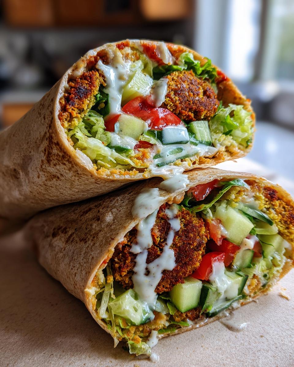 Vegan Falafel Wrap With Yogurt Sauce and Tahini Dressing - detail 2