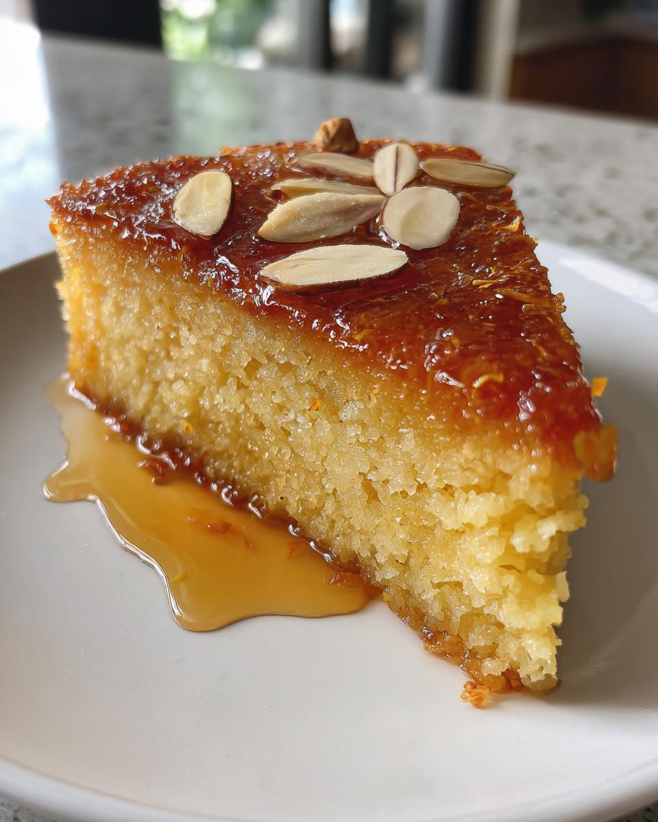 Basbousa with rose syrup - detail 2