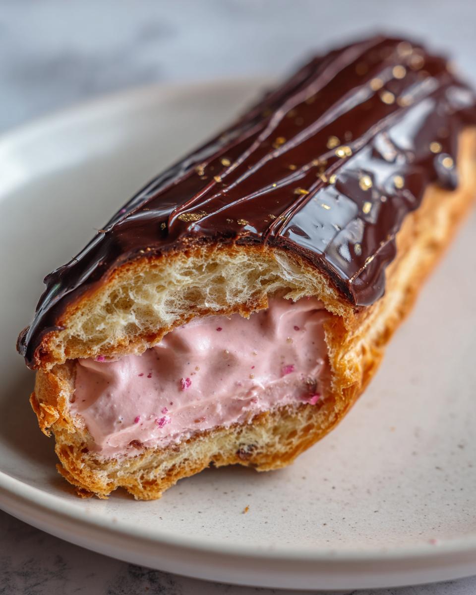 Chocolate éclair with rose cream - detail 2