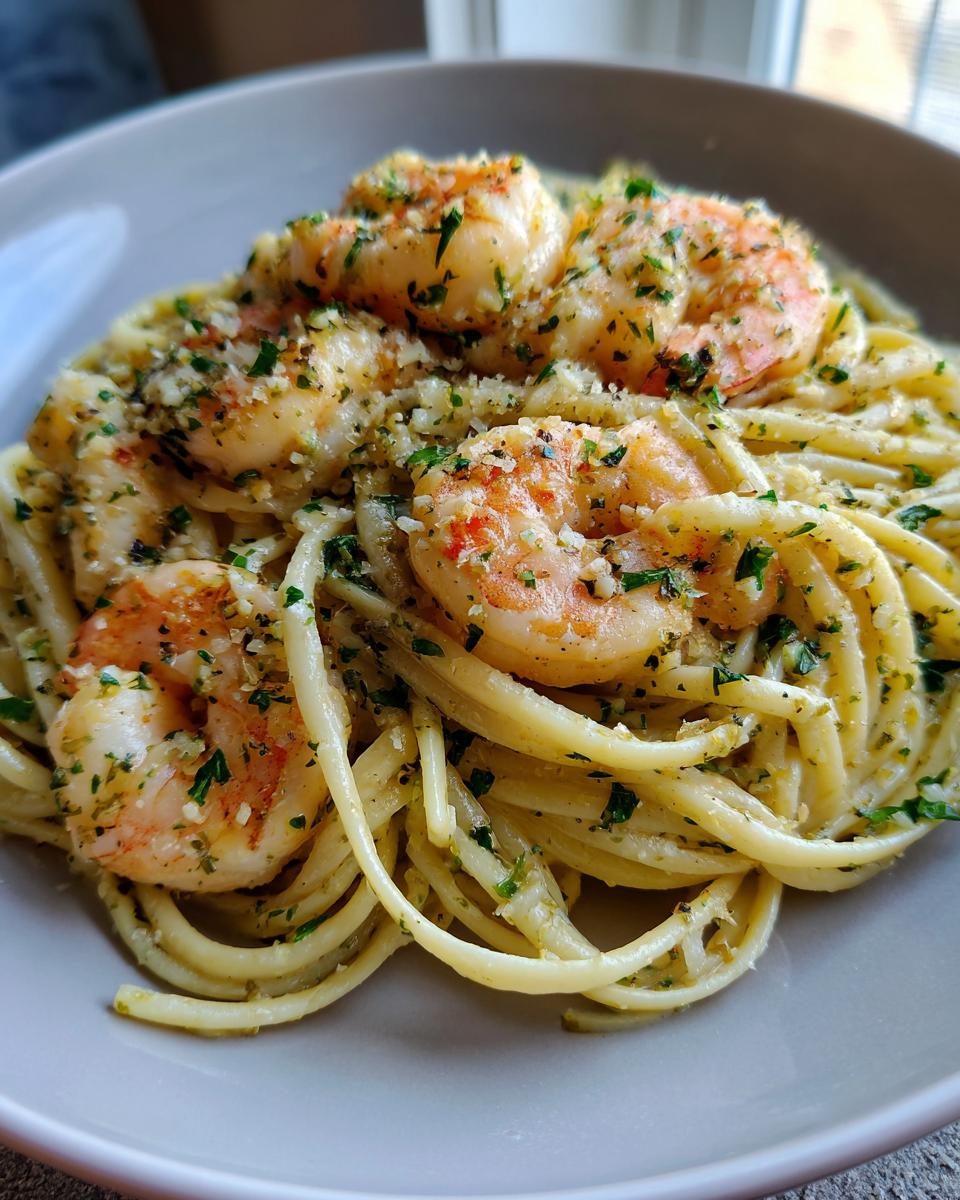 Creamy garlic butter shrimp pasta - detail 2