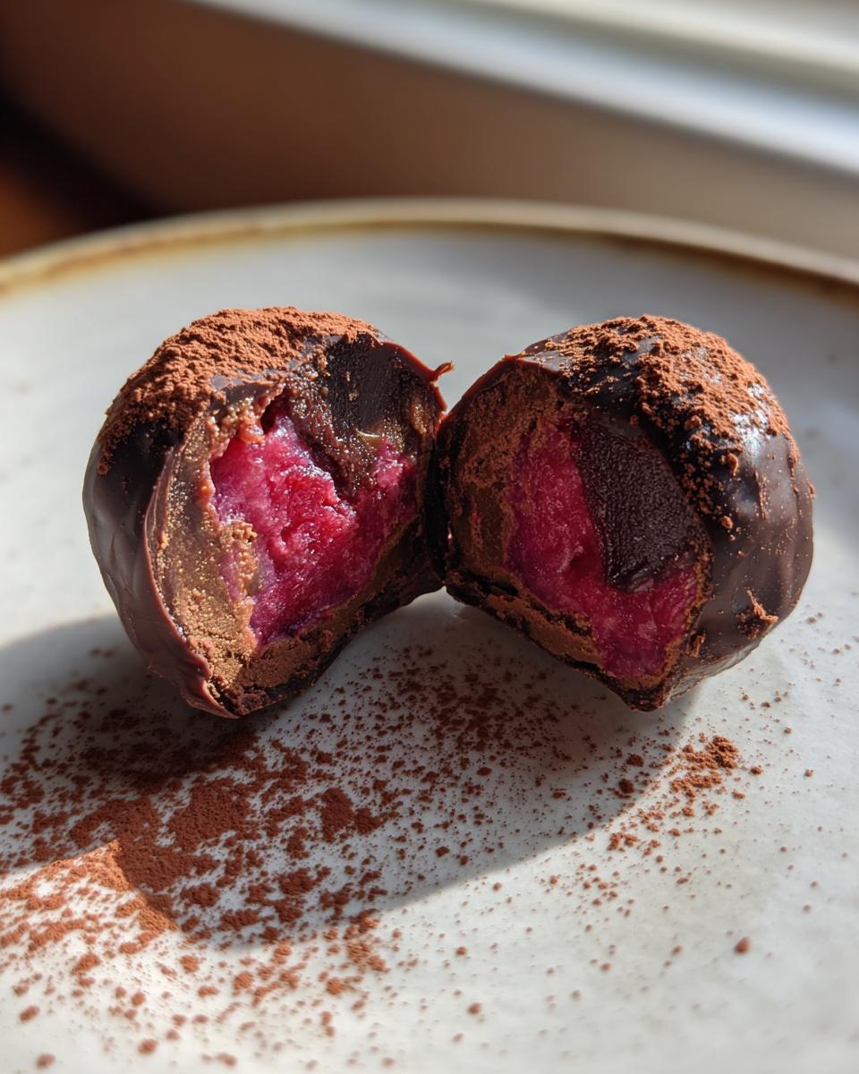 Raspberry chocolate truffles - detail 2