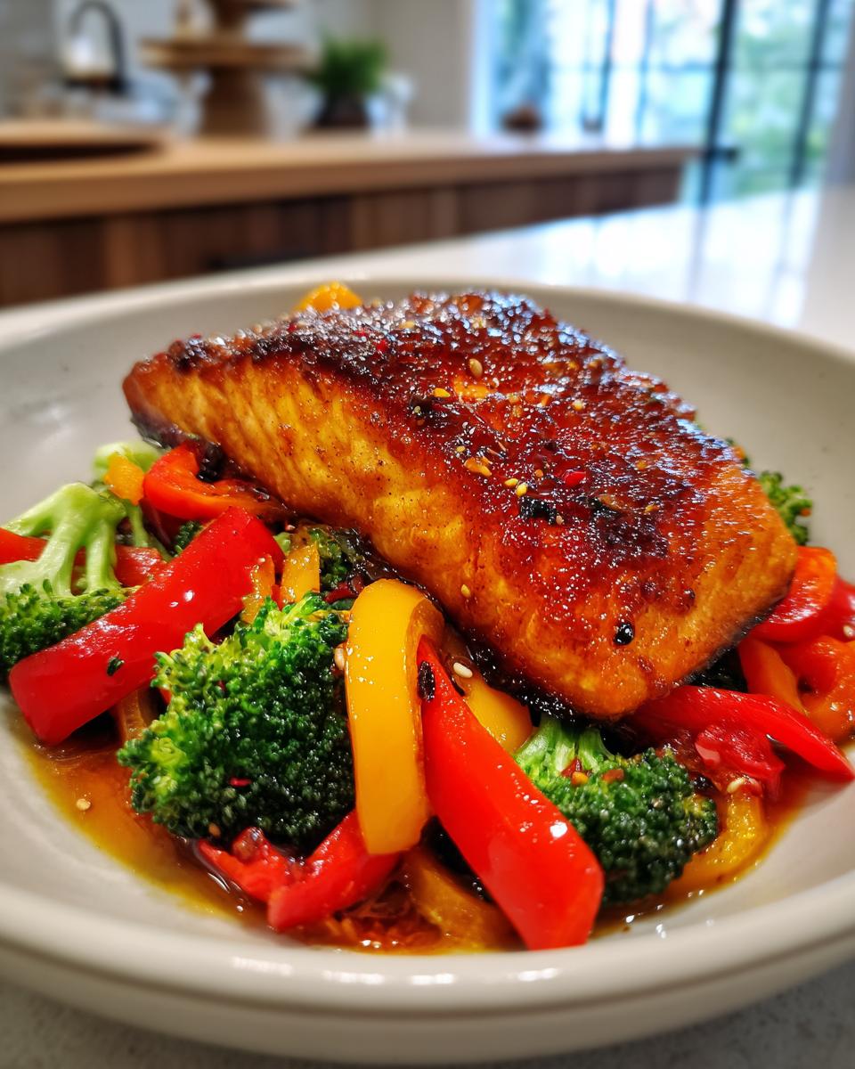 Teriyaki Salmon with Peppers and Broccoli - detail 2