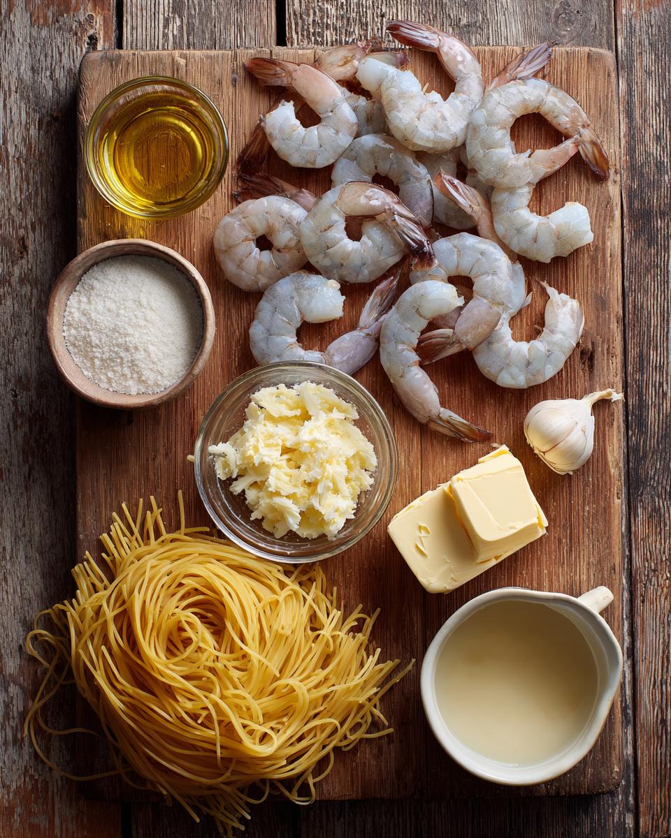 Creamy garlic butter shrimp pasta - detail 1