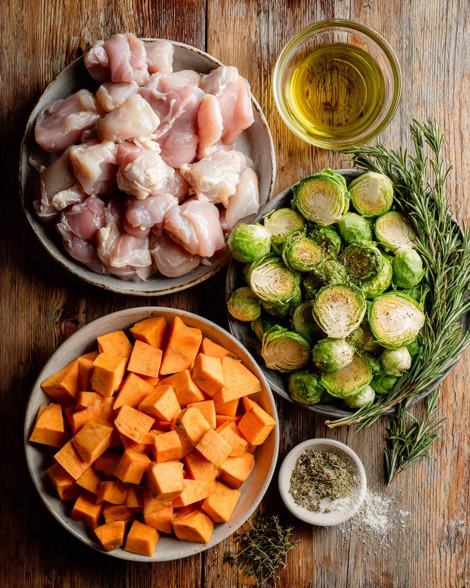 Baked Chicken Breasts with Brussels Sprouts and Sweet Potatoes - detail 1